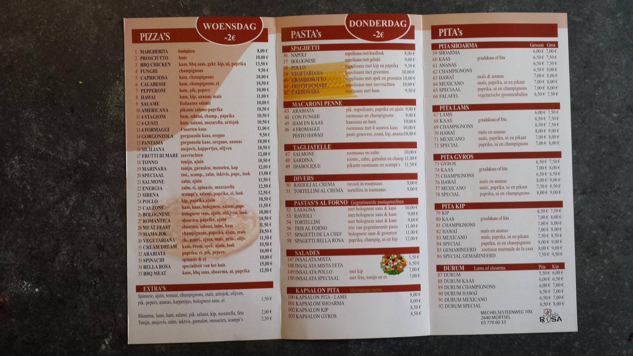 Pizza Bella Rosa меню