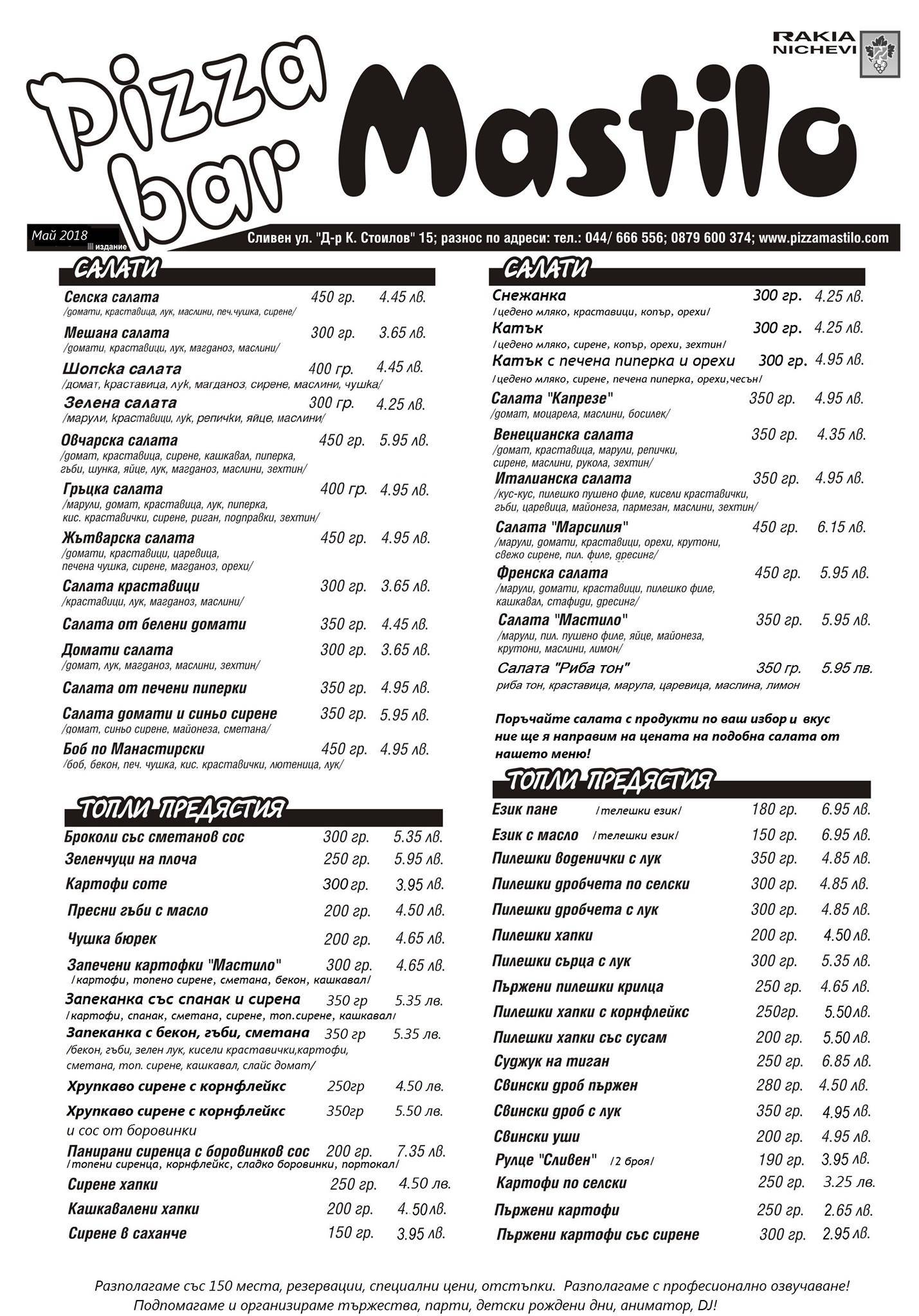 Pizza Ink меню
