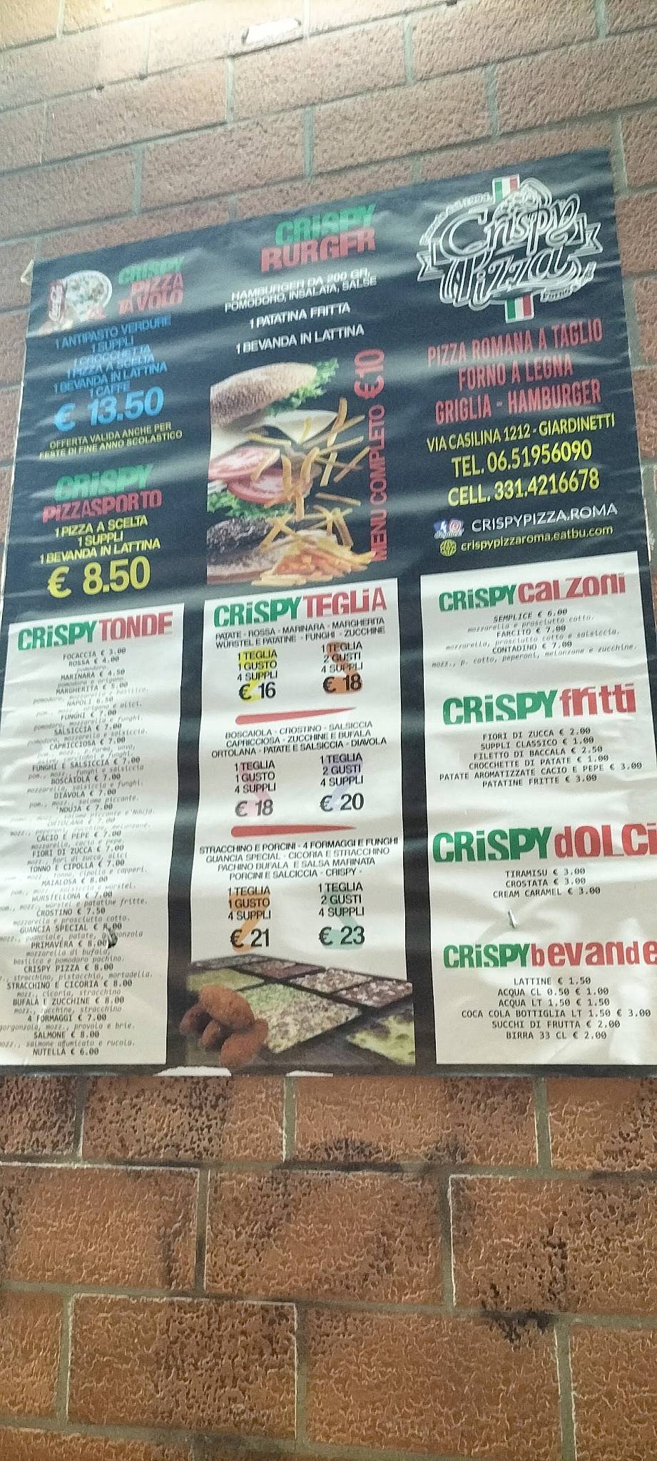 Pizza crispy меню