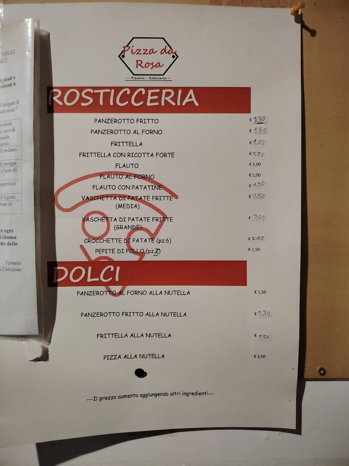 Da Rosa меню