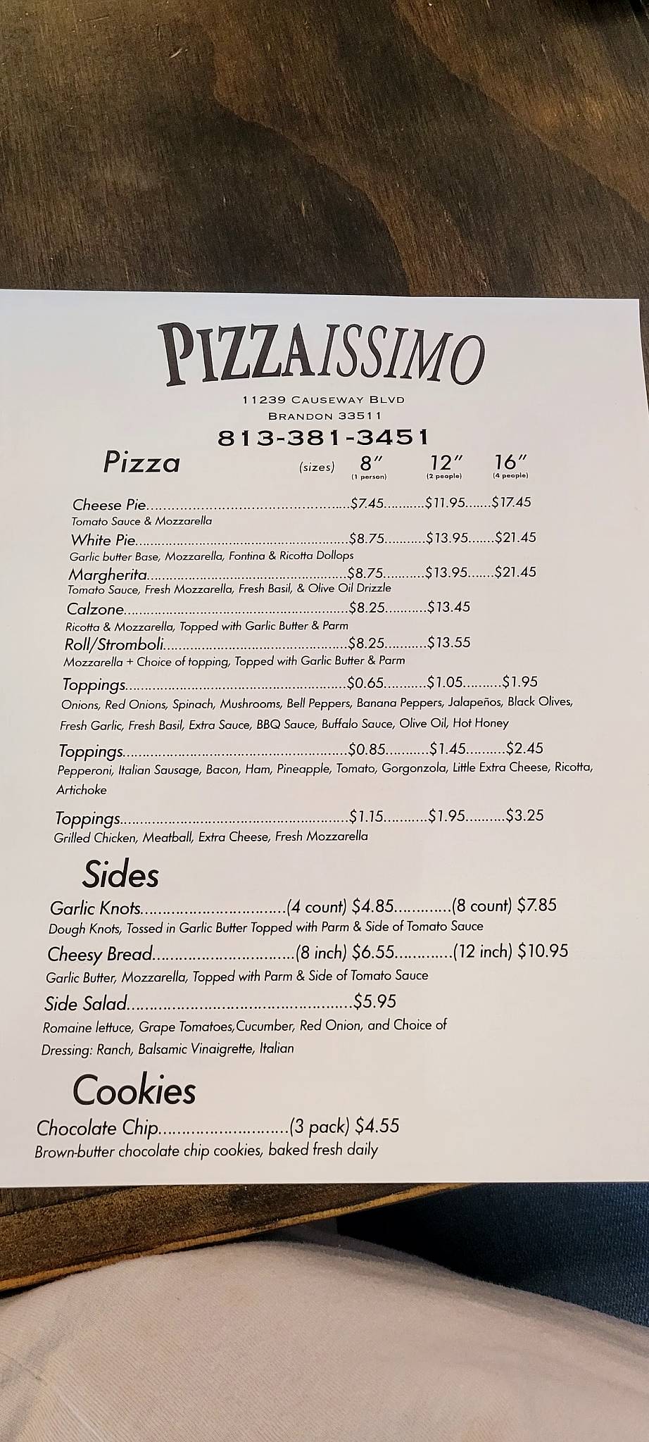 Pizzaissimo меню