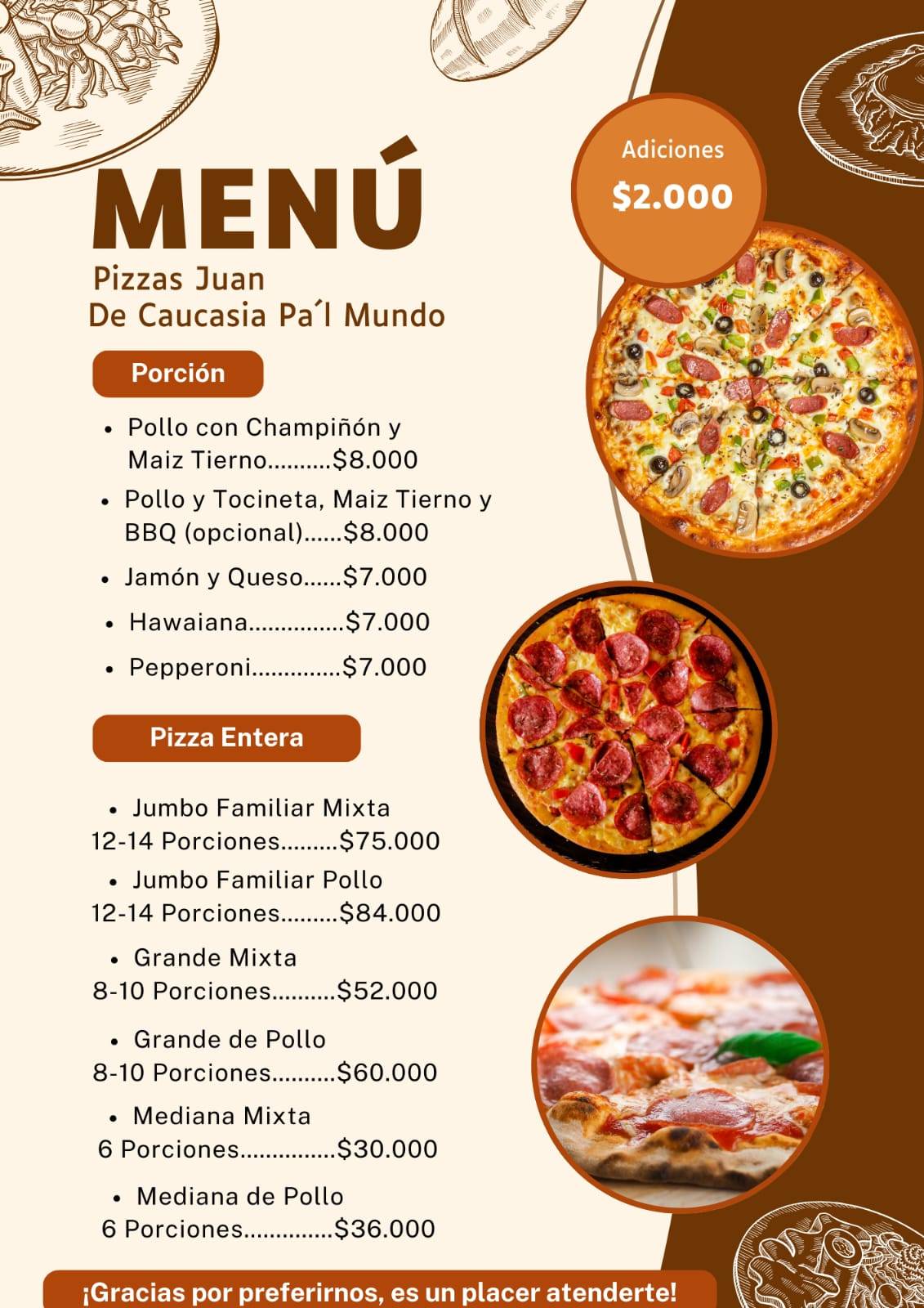 Pizzas Juan меню