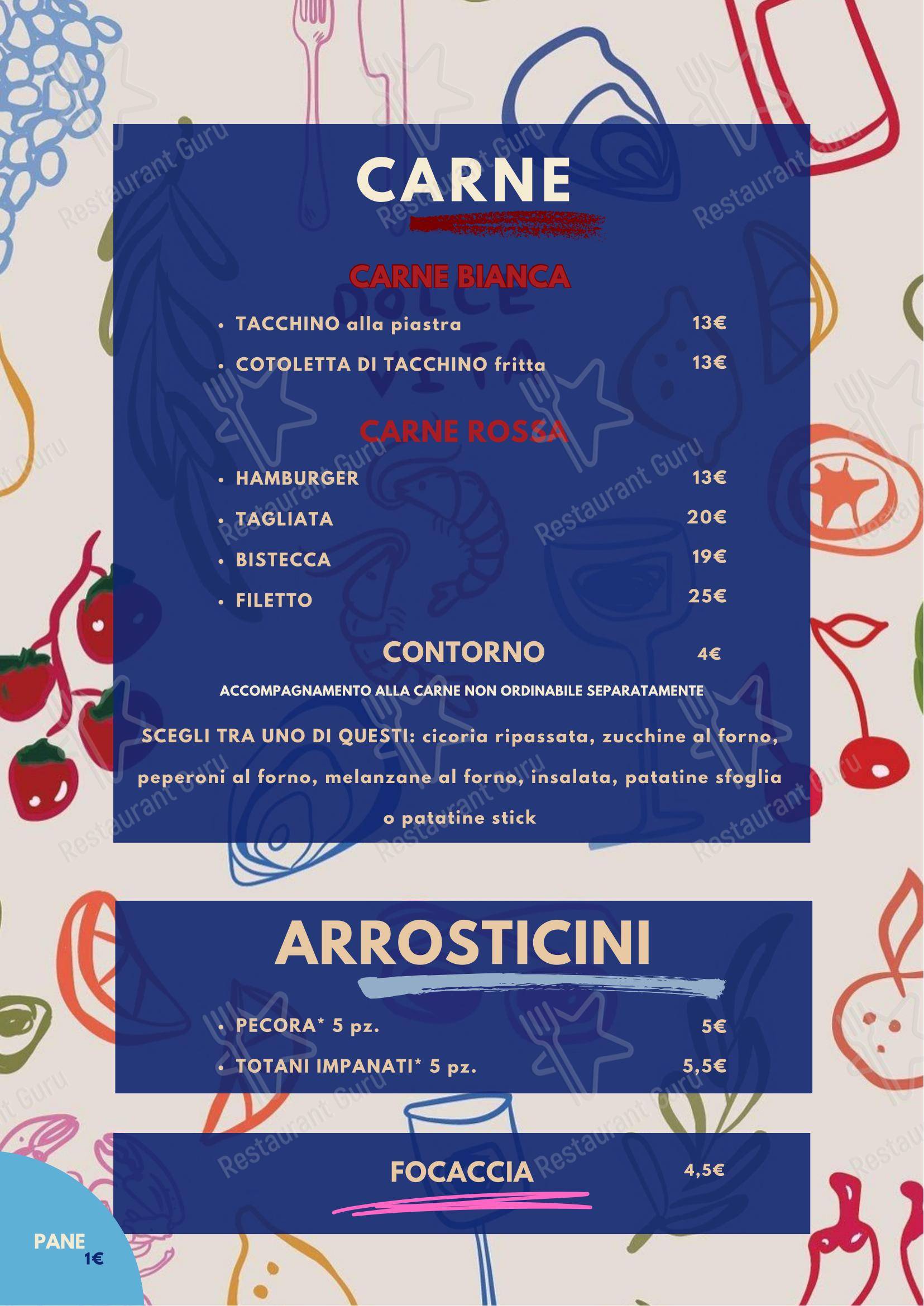 Меню пиццерии Pizzería Al Ferro - Меню