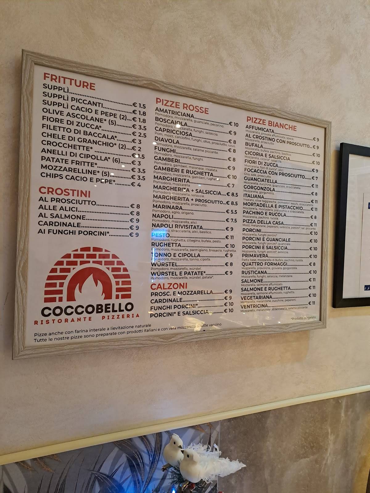 Coccobello Pizzeria Ristorante меню