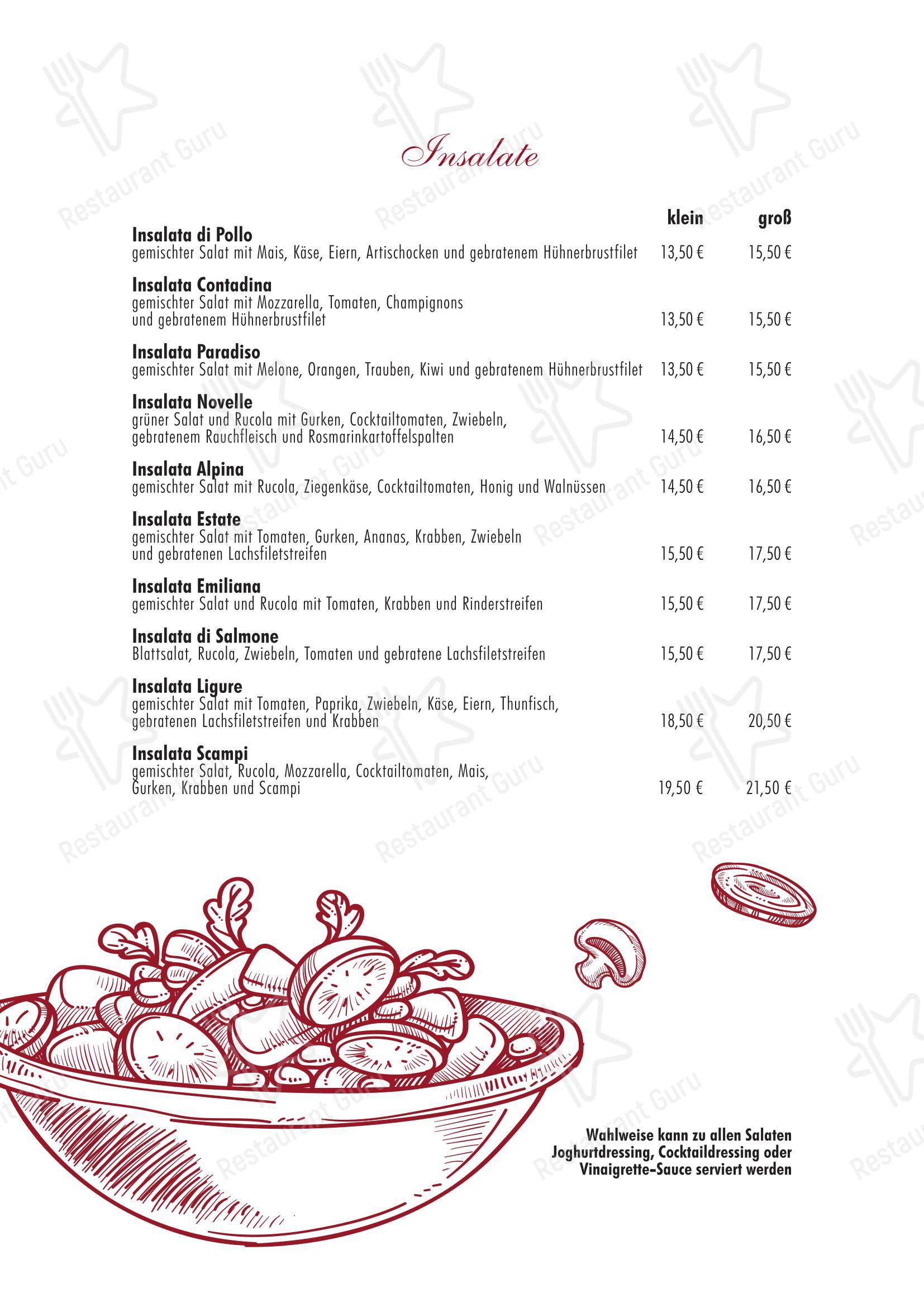 Меню пиццерии Pizzeria Da Massimo в Трире