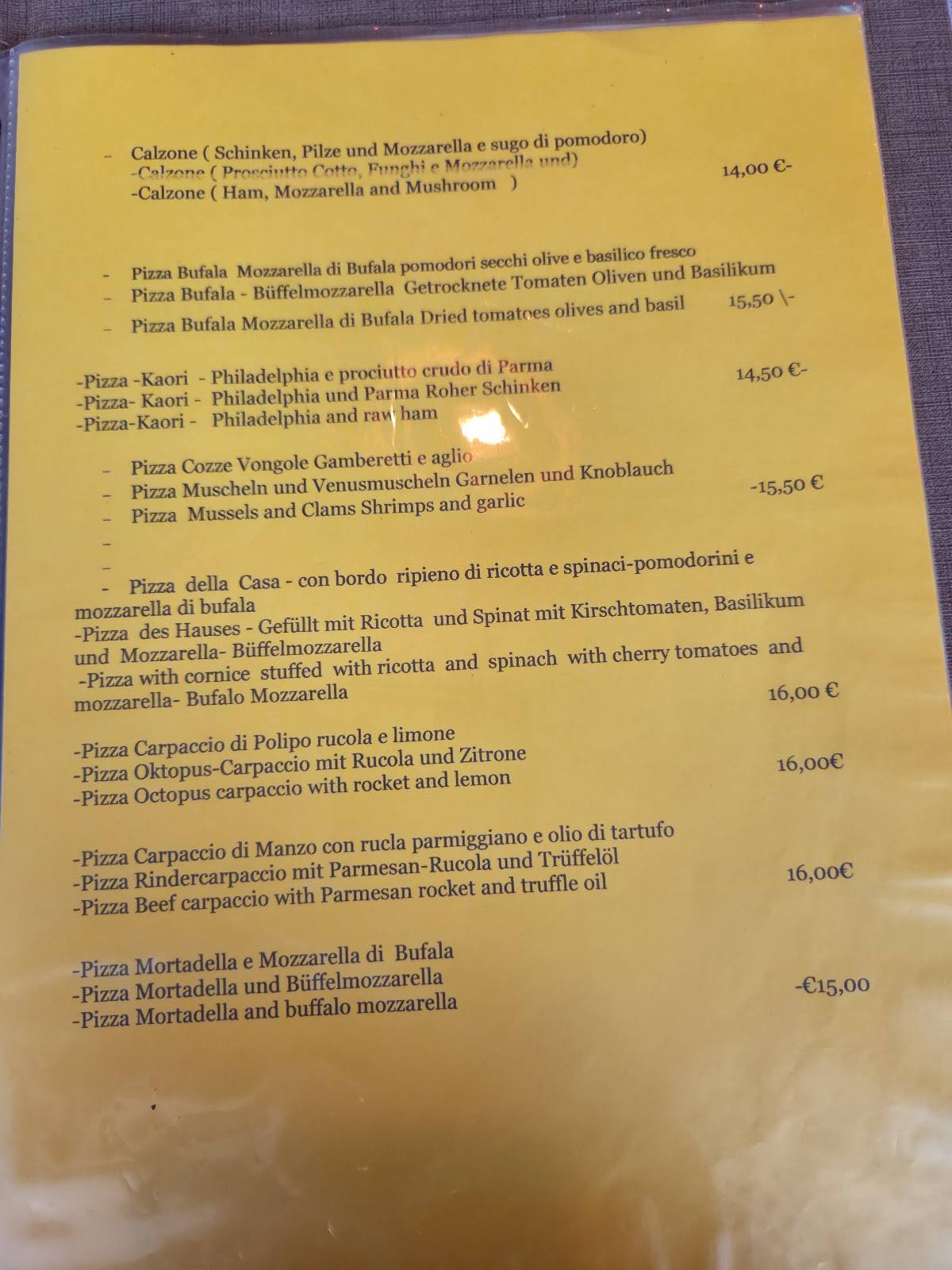 Trattoria Pizzeria Da Rocco меню