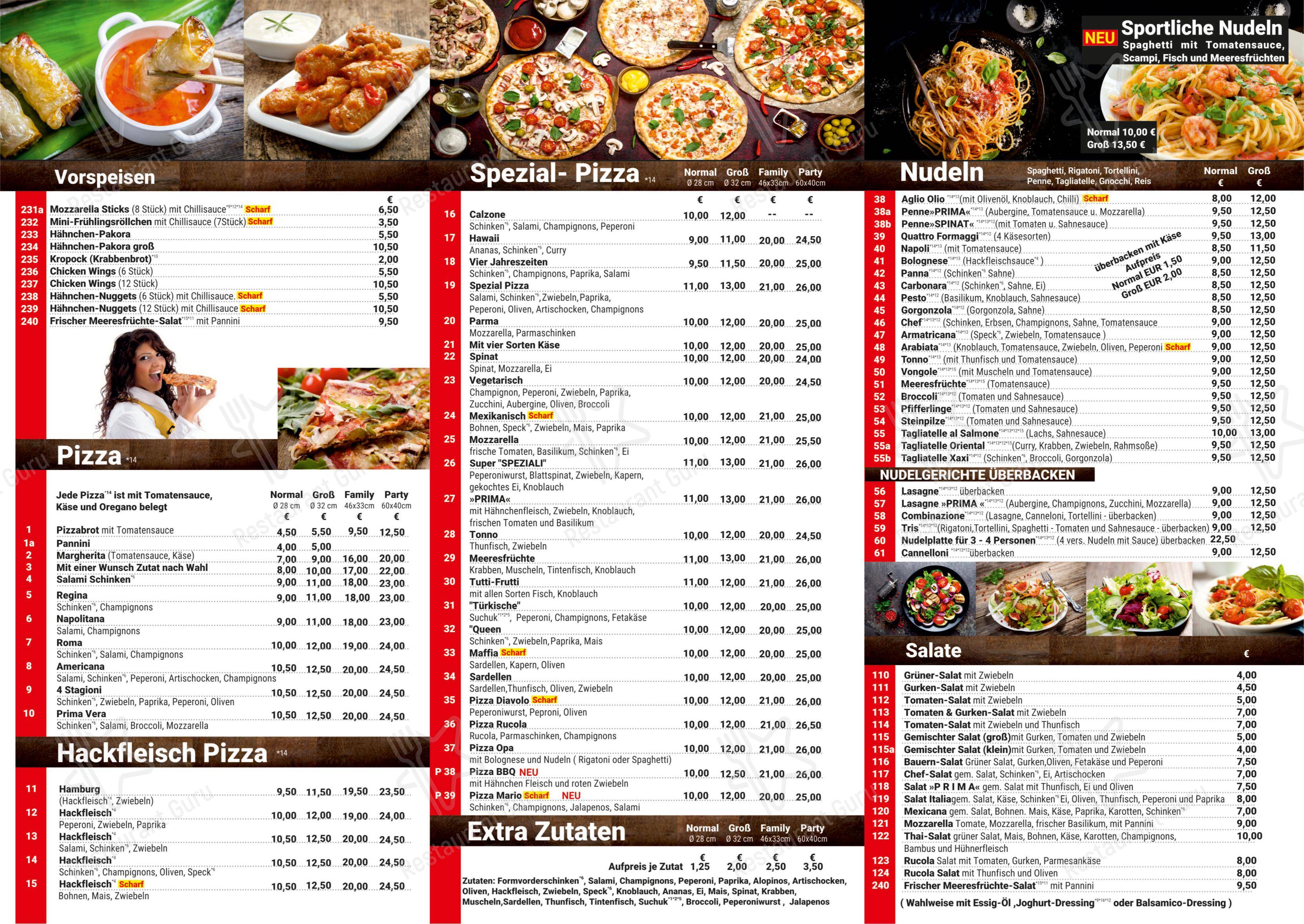 Меню ресторана Pizzeria Prima - Меню напитков
