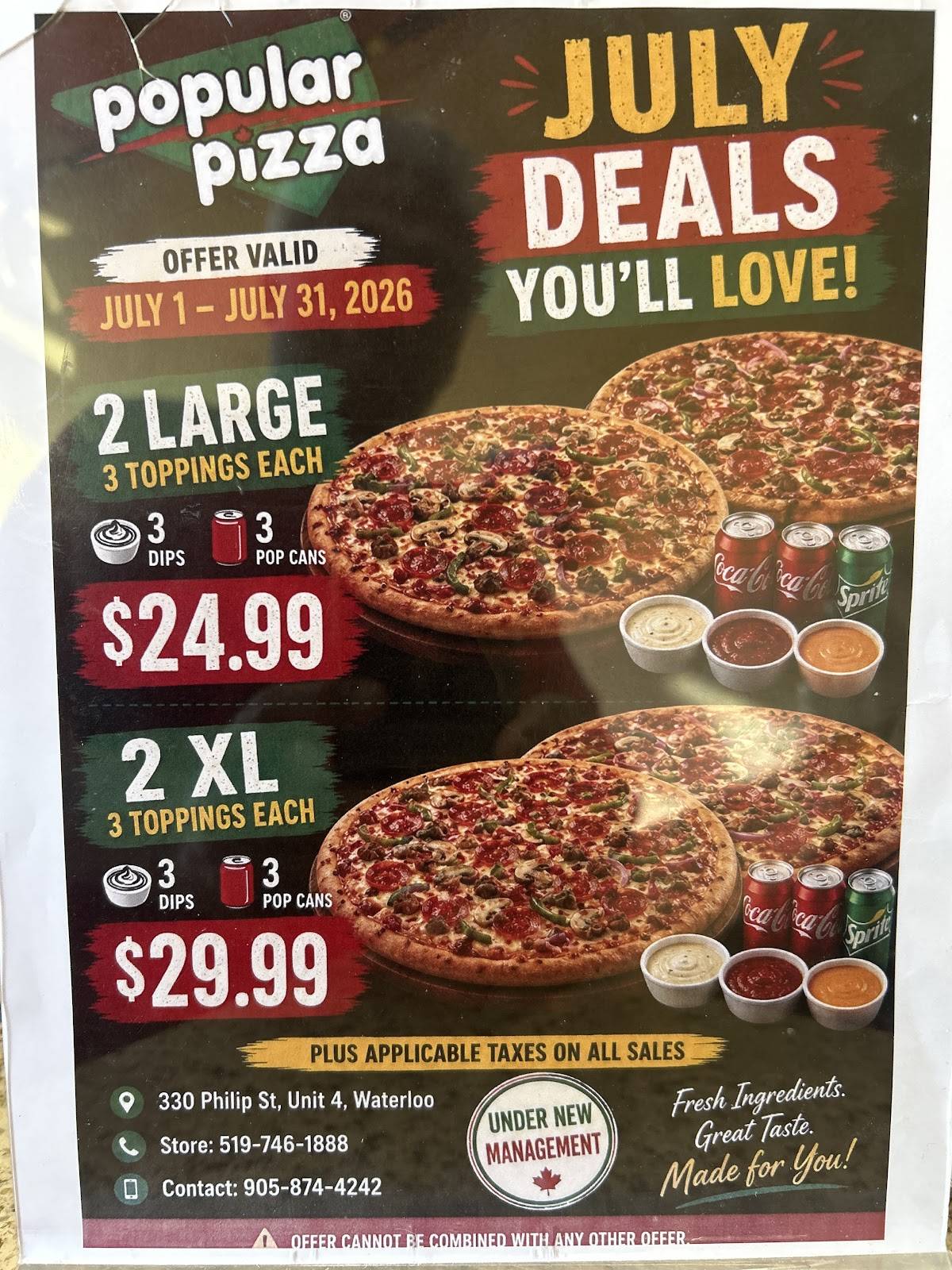 Popular Pizza меню