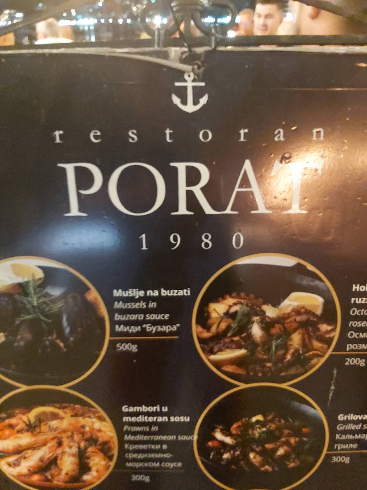 Porat nova меню