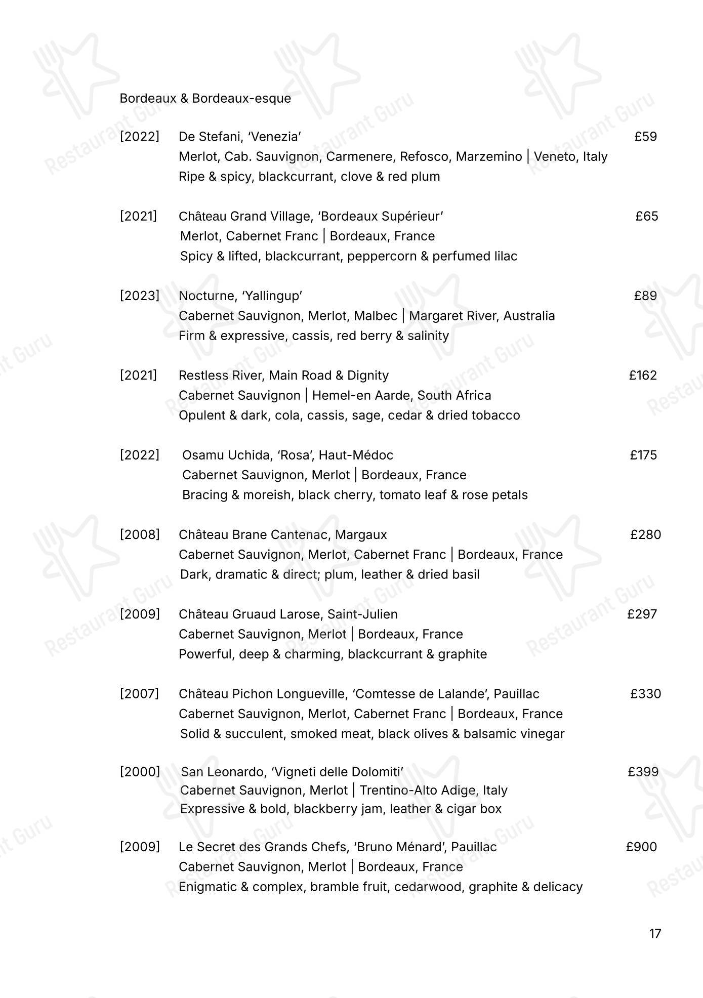 Takeaway Menu ресторана Portland в Лондоне