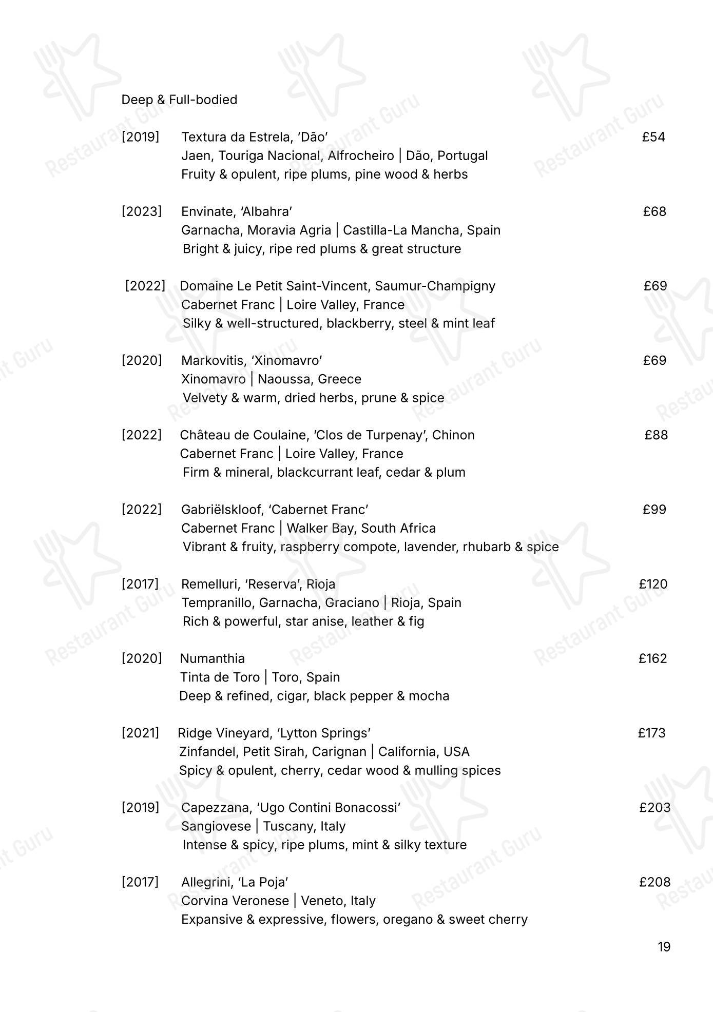 Takeaway Menu ресторана Portland