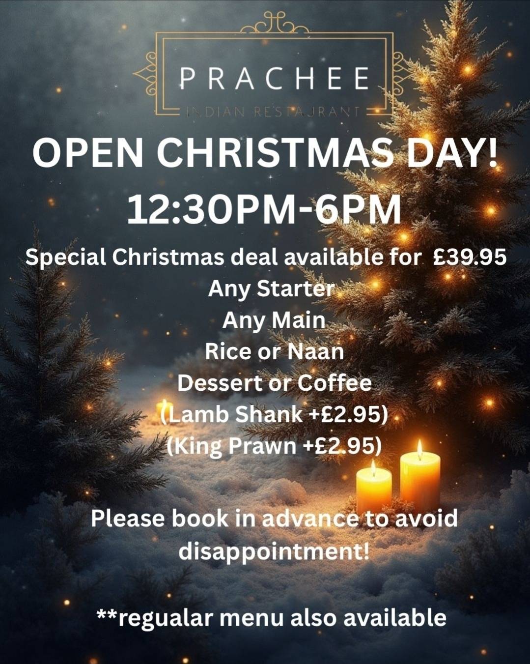 Prachee Indian Restaurant - Westergate - Chichester меню