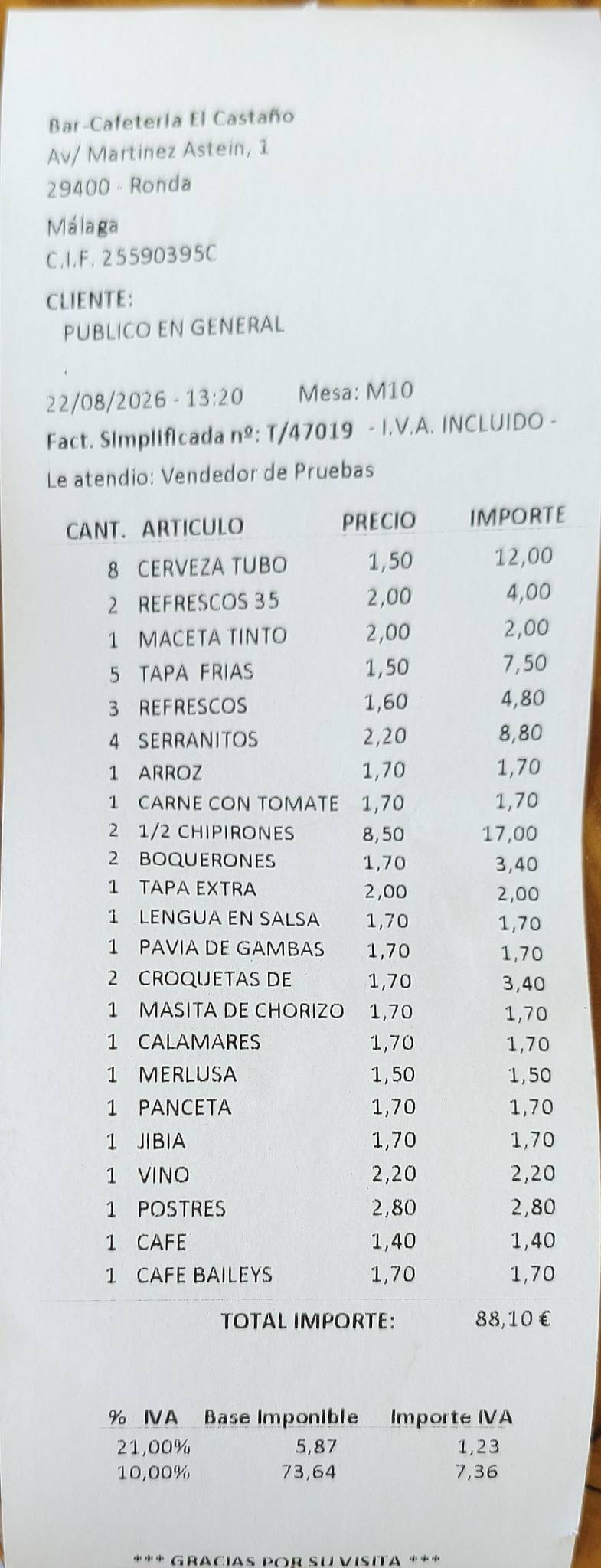 Bar Cafetería El Castaño меню