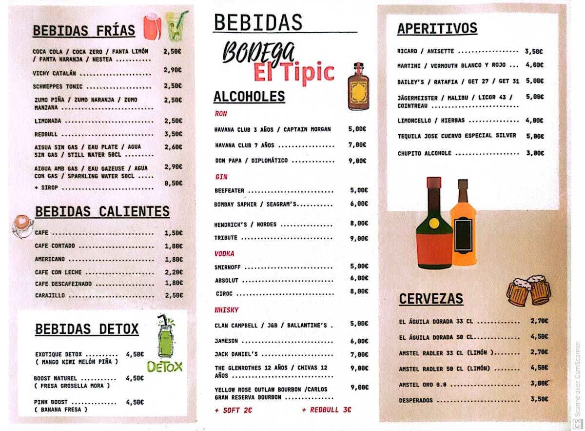 Bodega El Típic меню