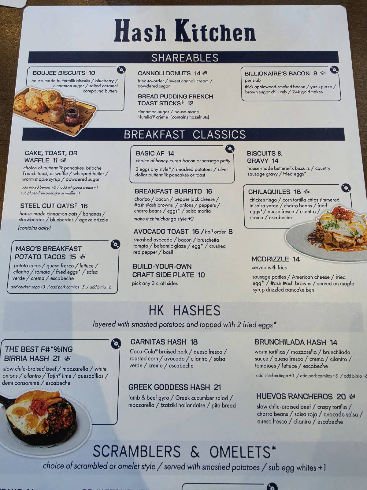 Hash Kitchen меню