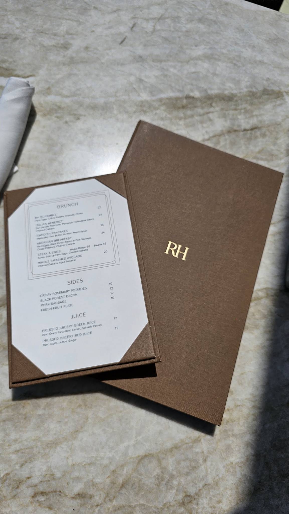 RH Rooftop Restaurant at RH Raleigh меню