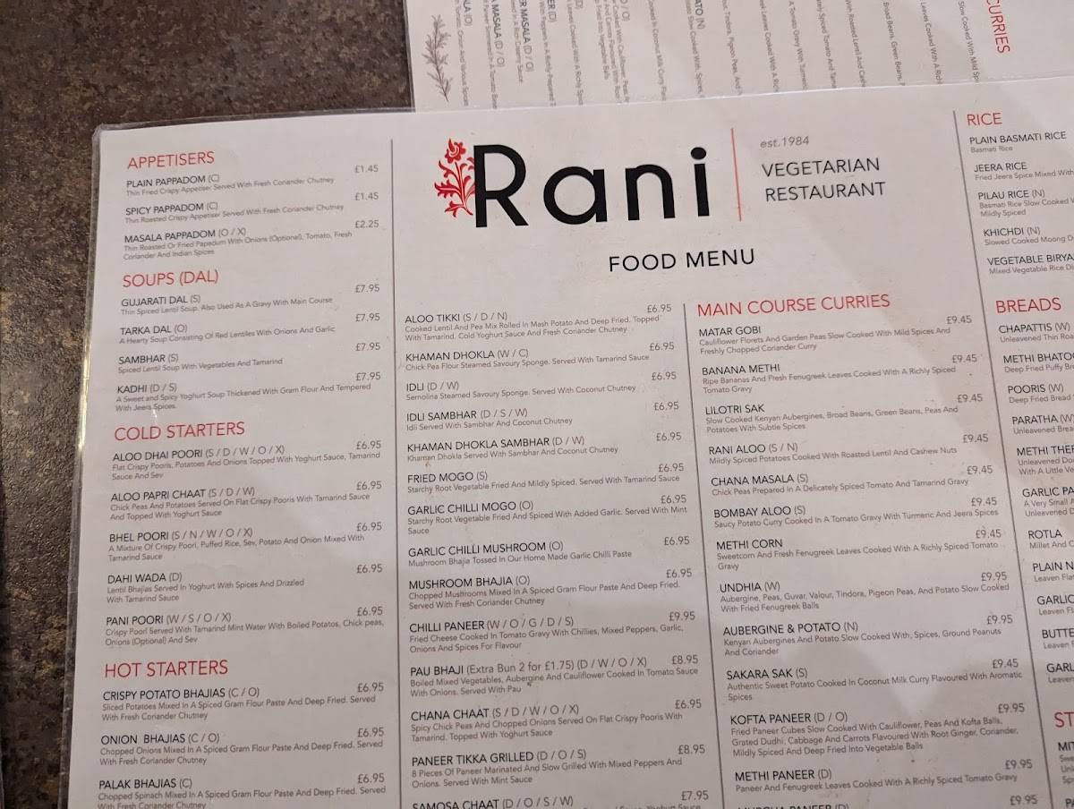 Rani Vegetarian меню