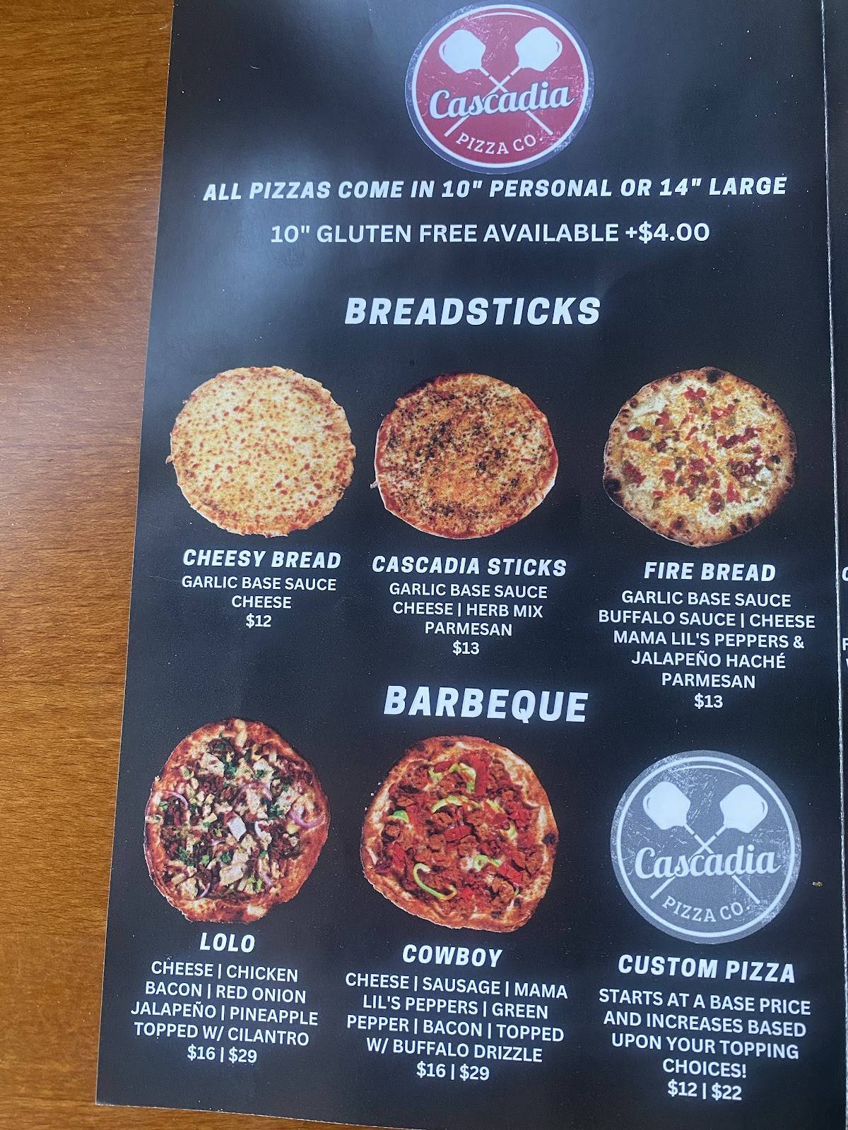 Cascadia Pizza Co. меню