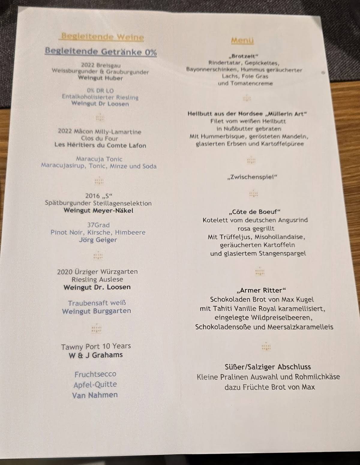 Redüttchen Weinbar & Restaurant меню