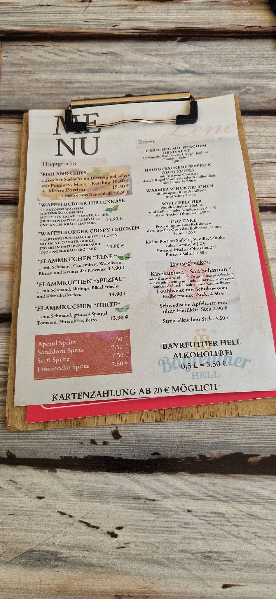 Bistro Lene меню