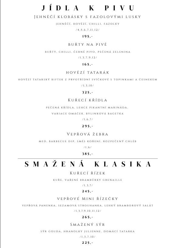 Restaurace Bowling Svíčka меню