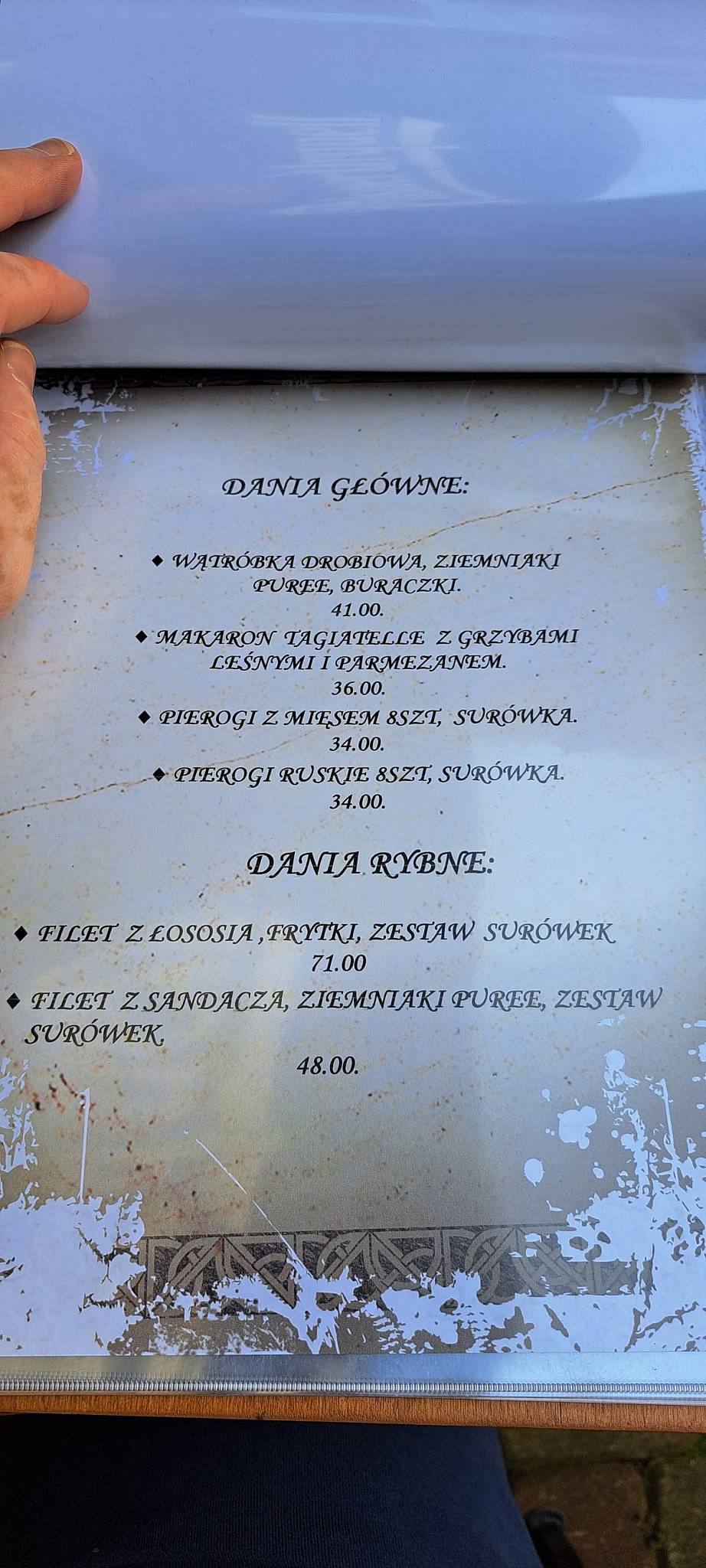 Restauracja Grota меню