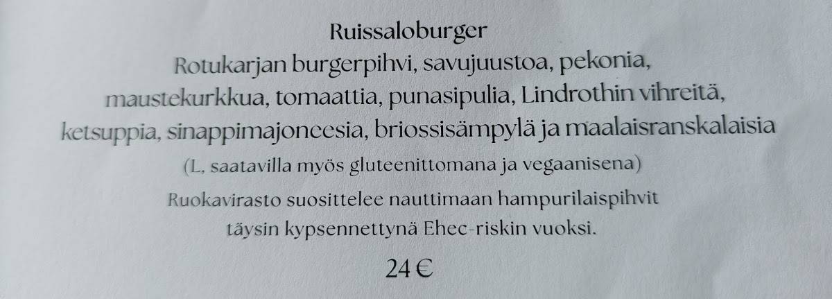 Restaurant Aava меню