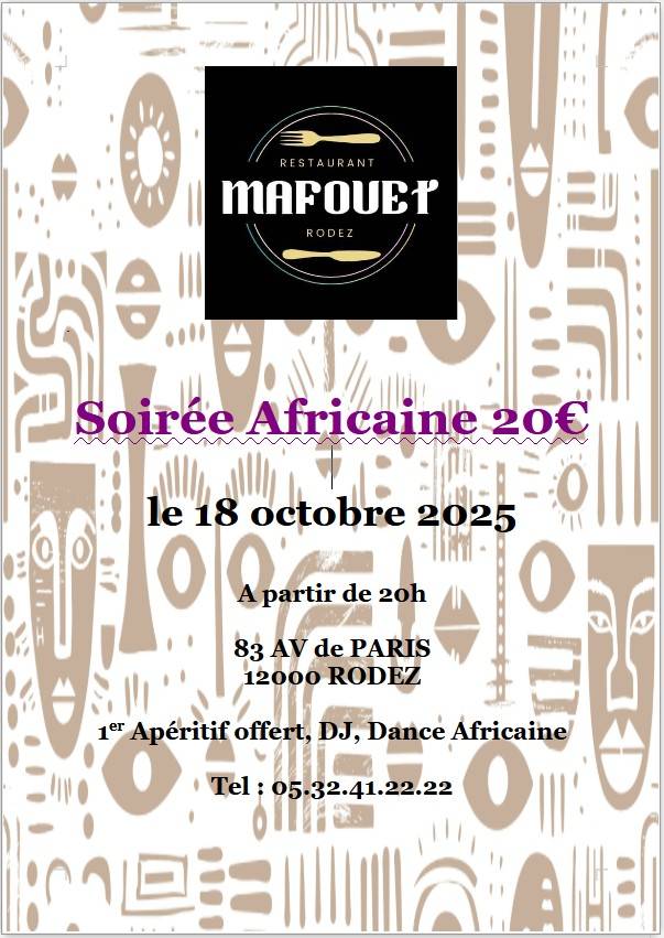 Restaurant Africain Le Mafouet меню