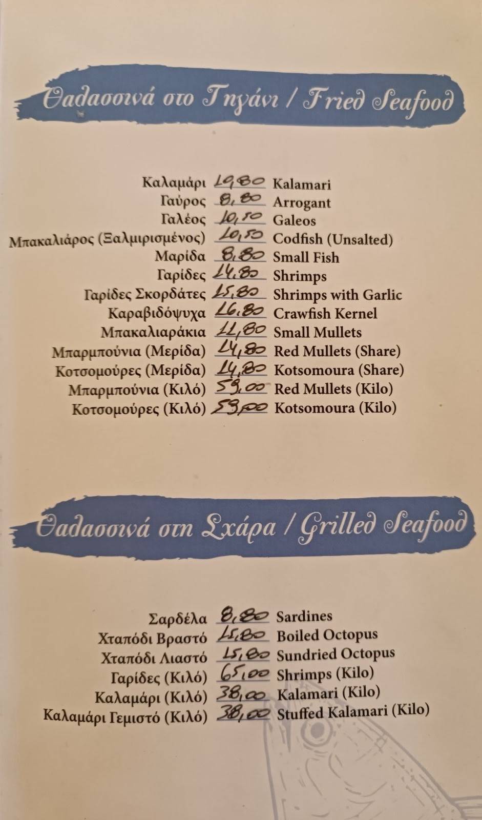 Agnanti Restaurant Rafina меню