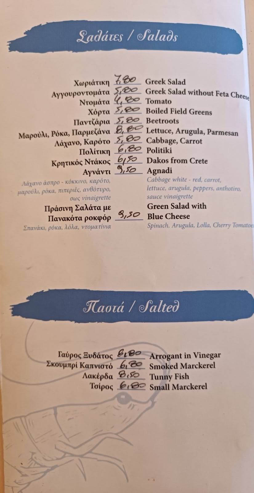 Agnanti Restaurant Rafina меню