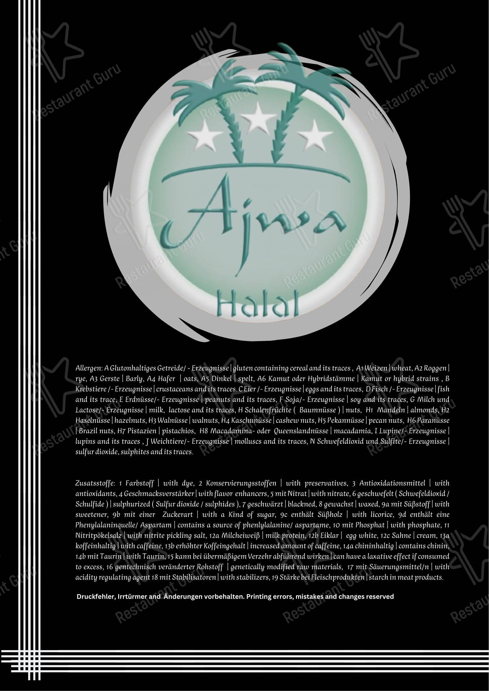 Restaurant Apne Berlin в Берлине - Меню