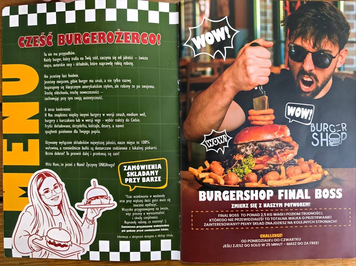 BURGER SHOP restobar меню