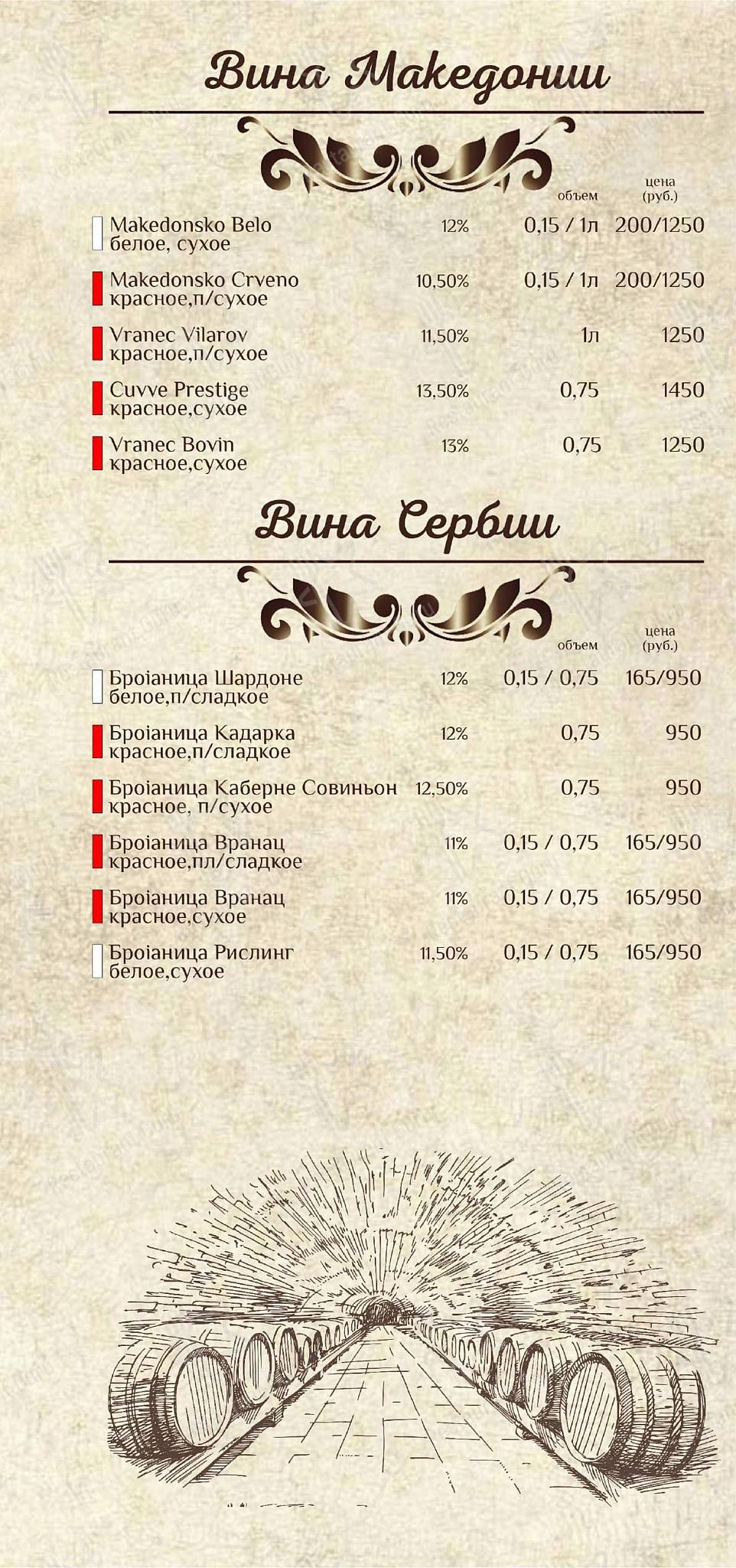 Breakfast Menu ресторана Балканский дворик в Нижнем Новгороде