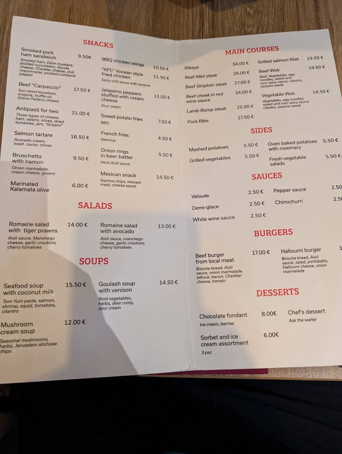 Beef Room Riga меню