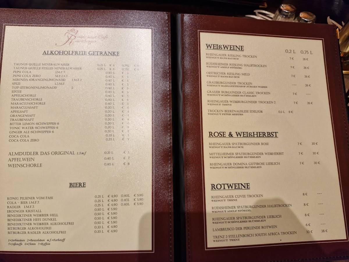 Restaurant Café Rosenberger меню