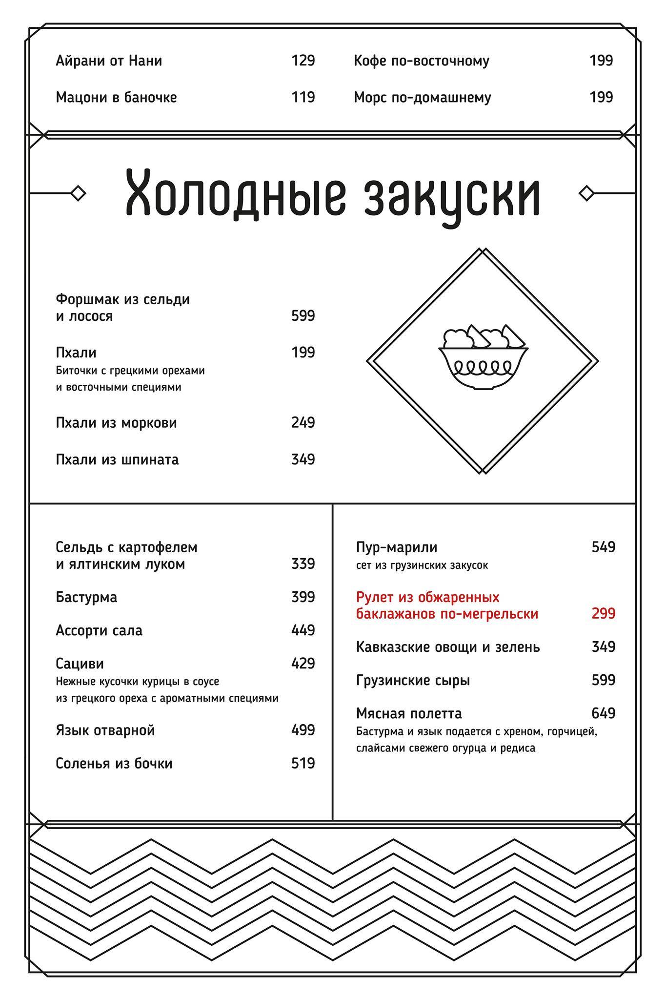 Cha Cha меню