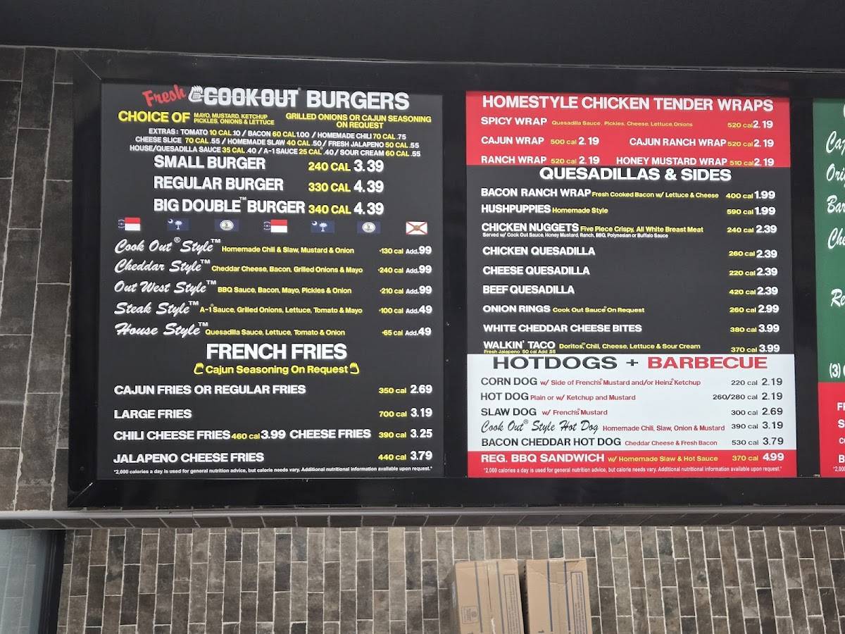 Cook Out меню