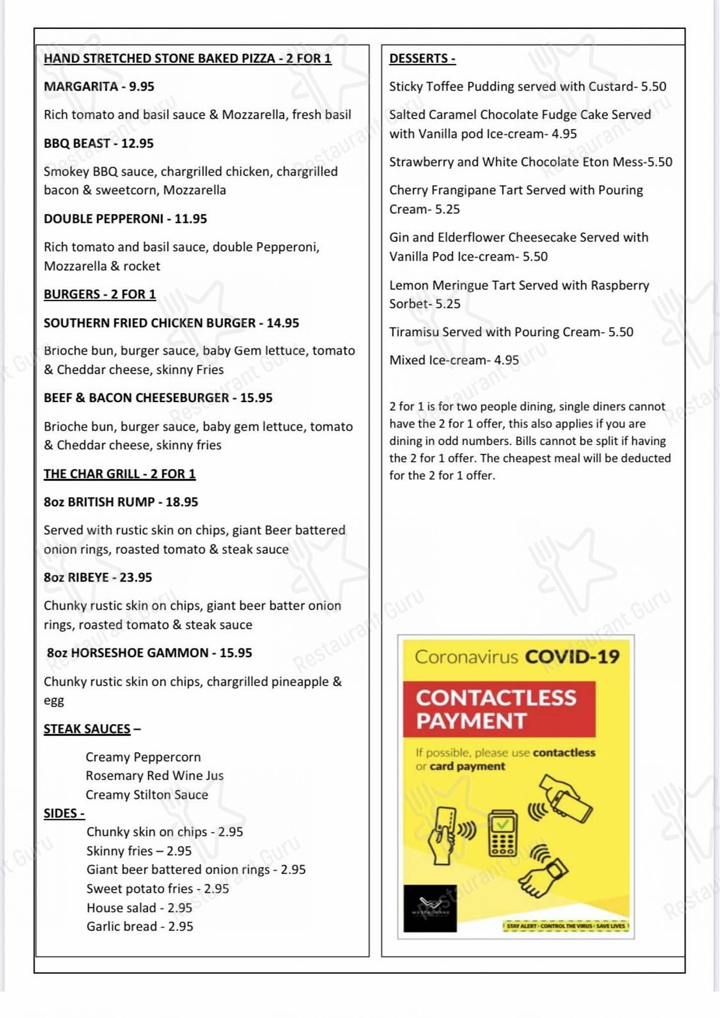 Lunch Menu ресторана Cuttle Bridge Inn