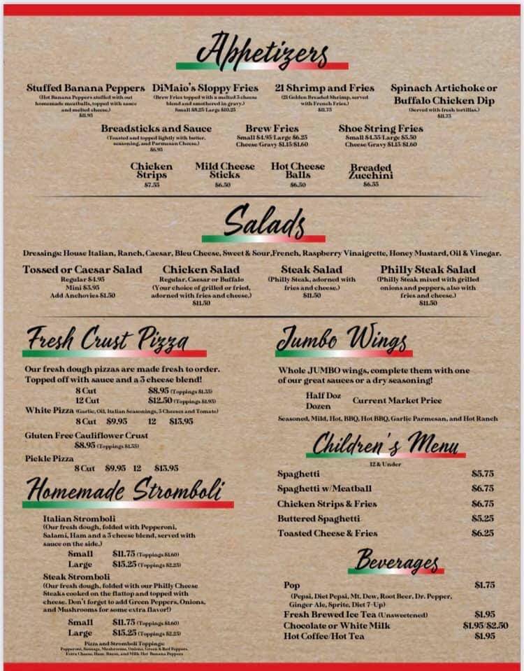 DiMaio's Ristorante' меню