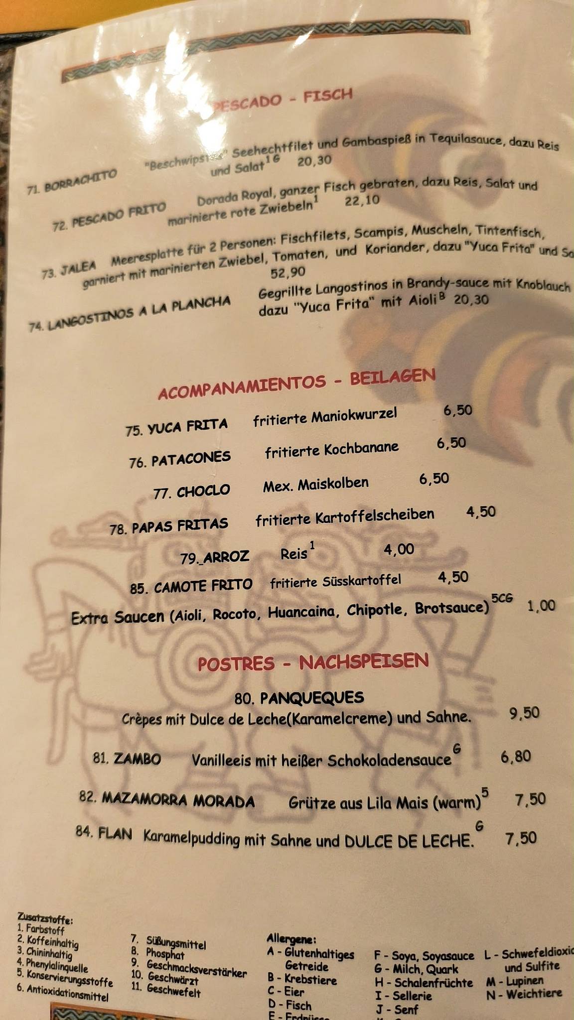 El Inca Restaurant меню