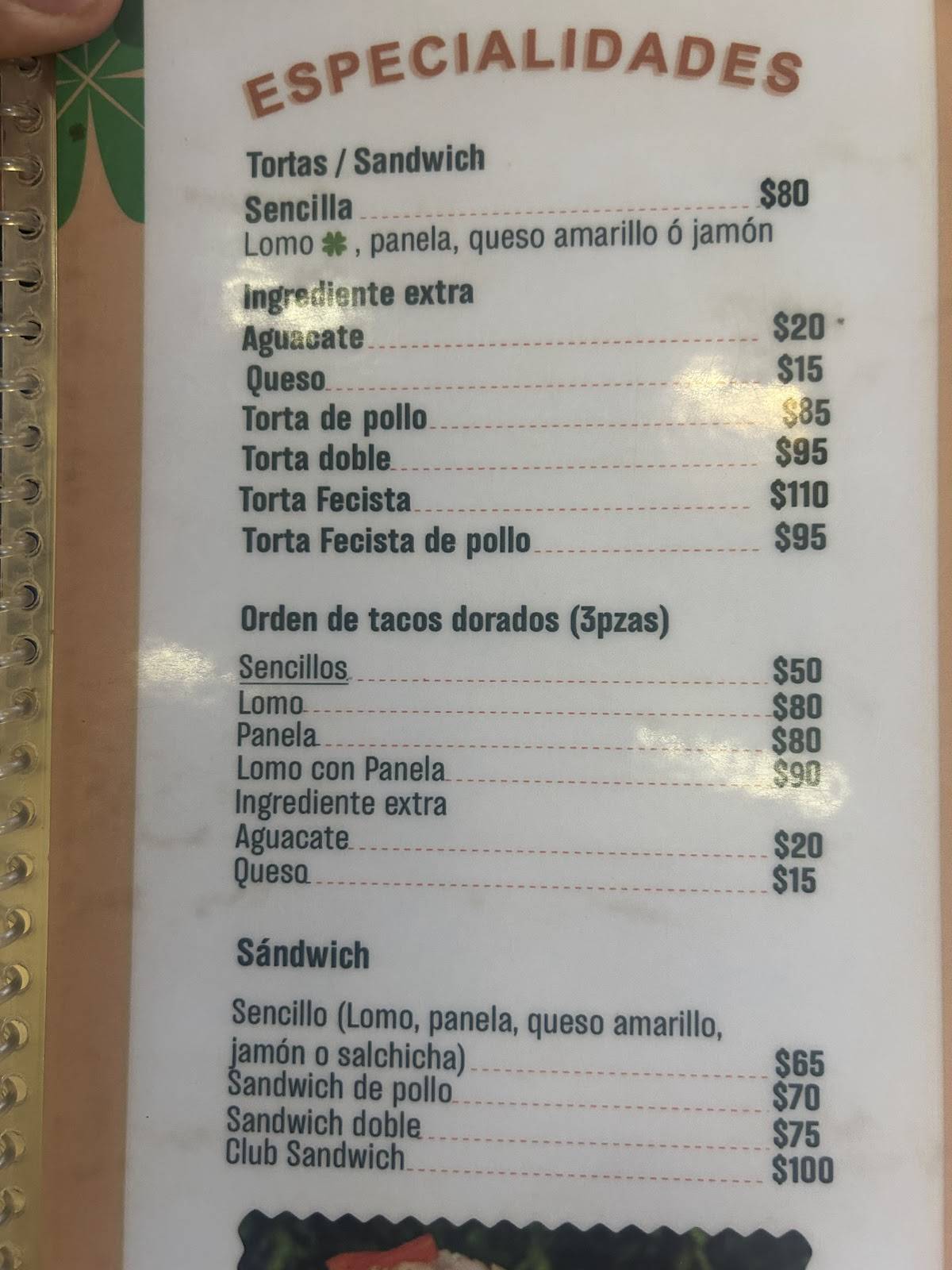 El Trébol меню