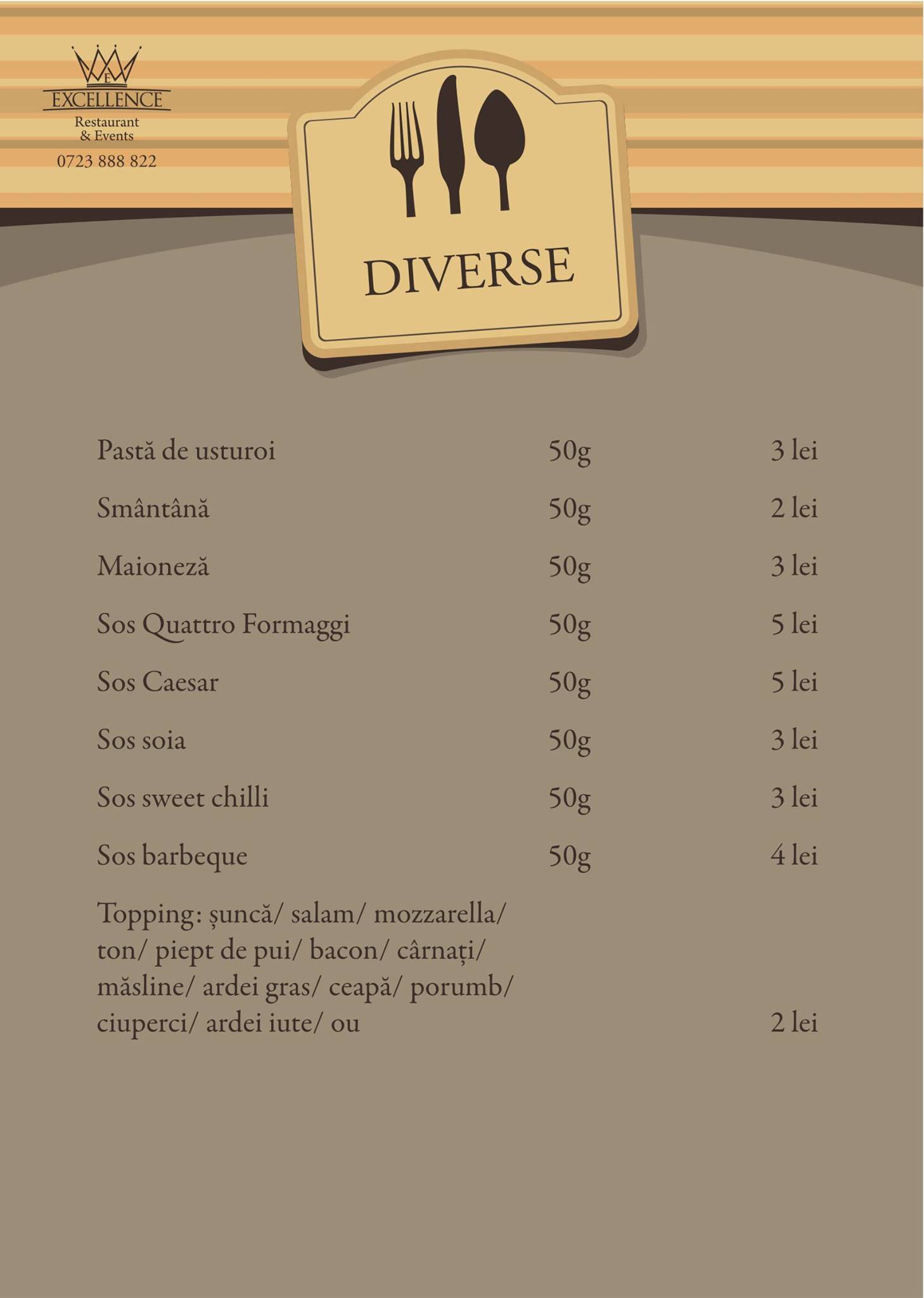 Restaurant Excellence меню