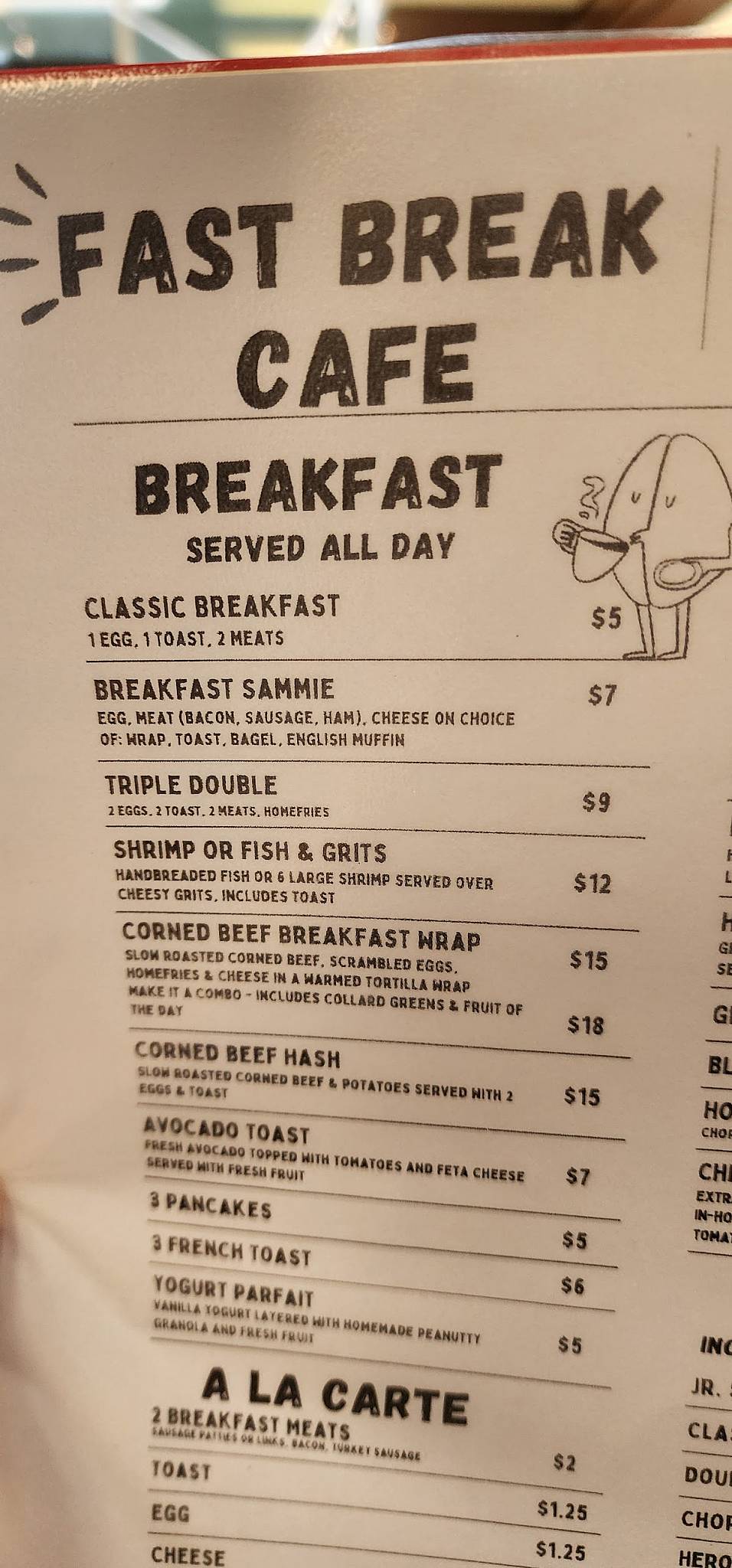 Fast Break Cafe меню