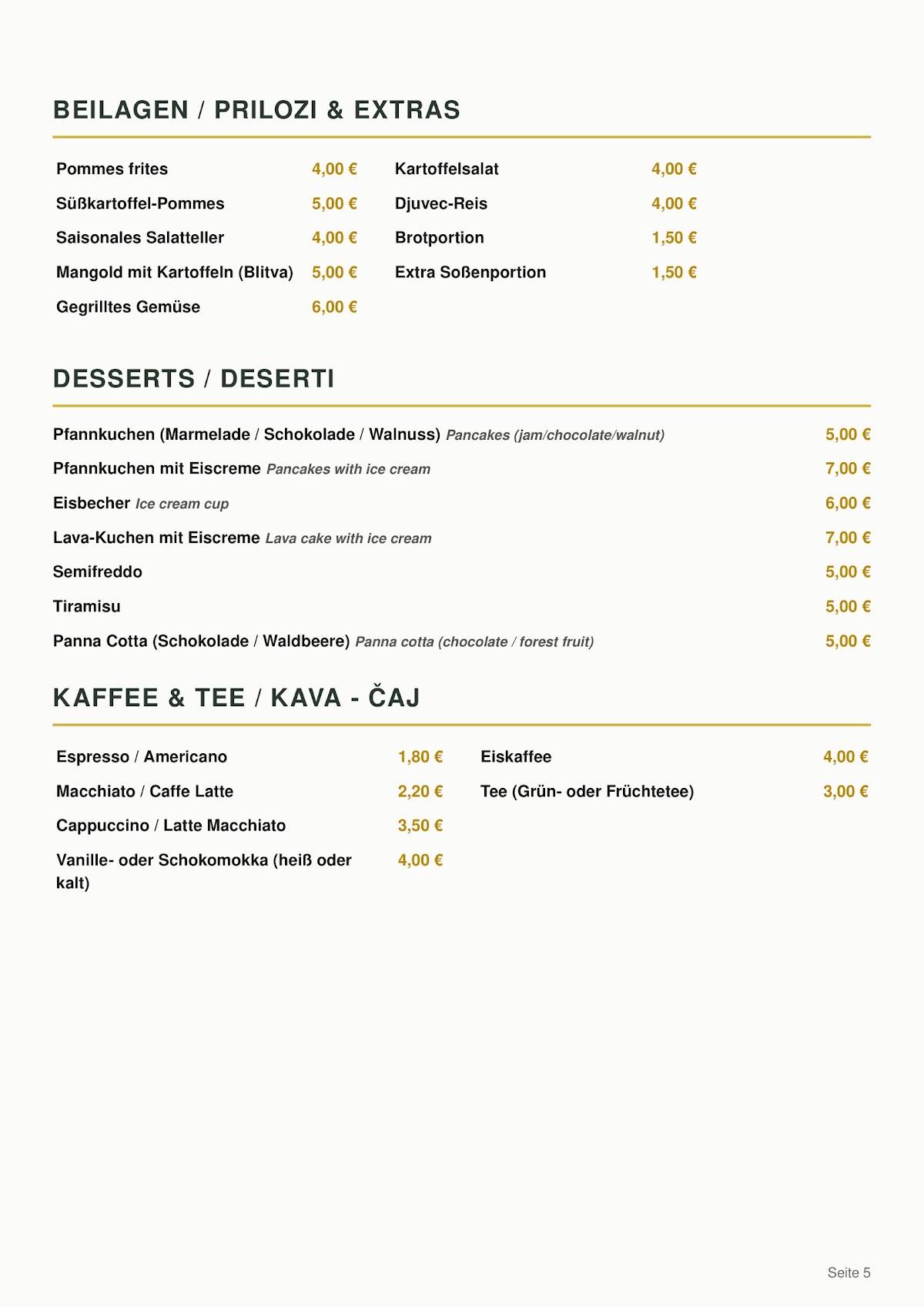 Restaurant Horizont меню