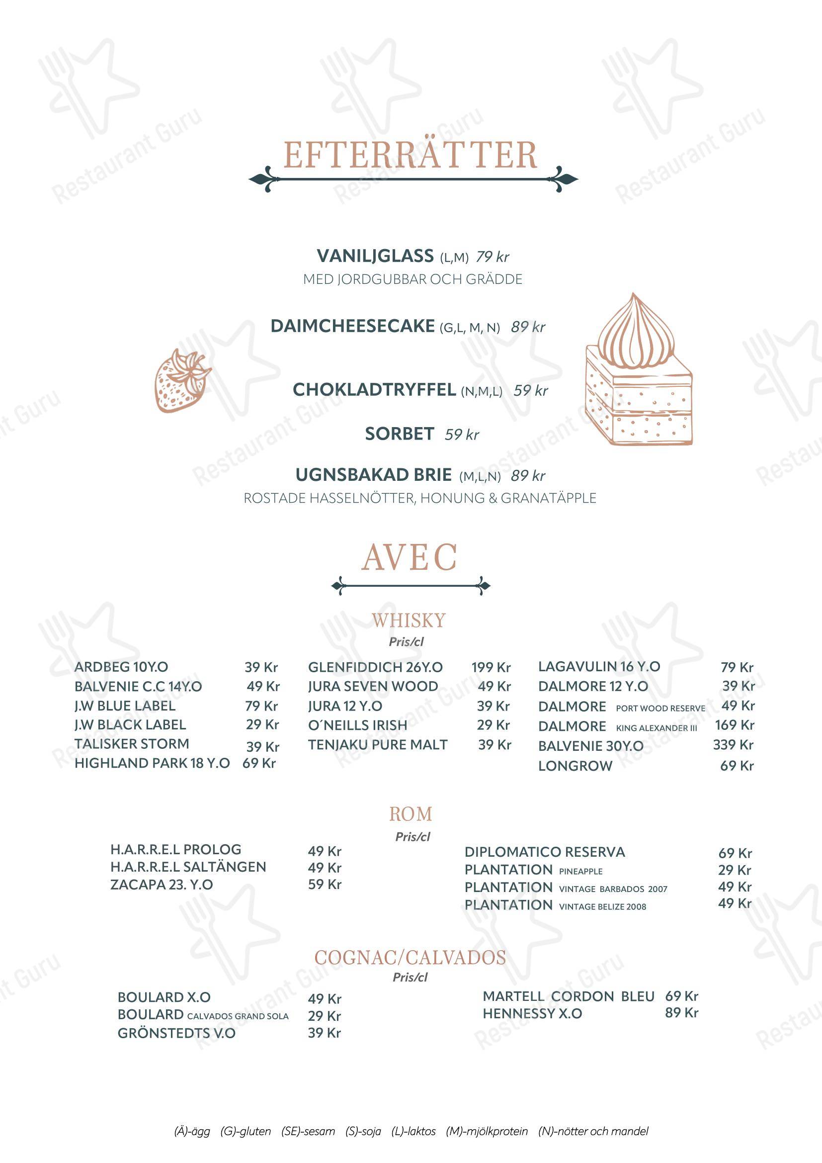 Меню напитков ресторана Restaurant Hugo