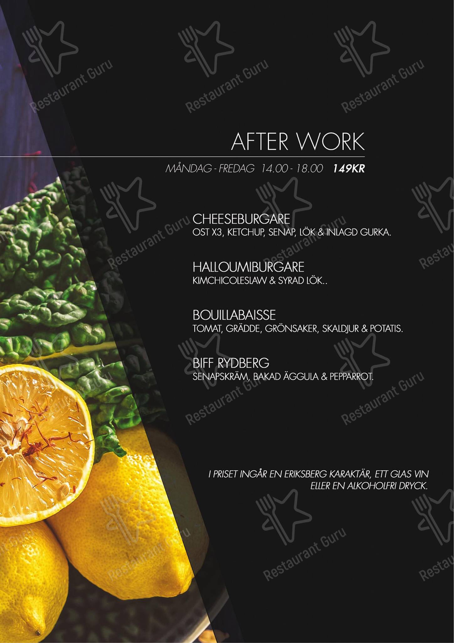 Lunch Menu ресторана Restaurant Hugo в Норрчёпинге
