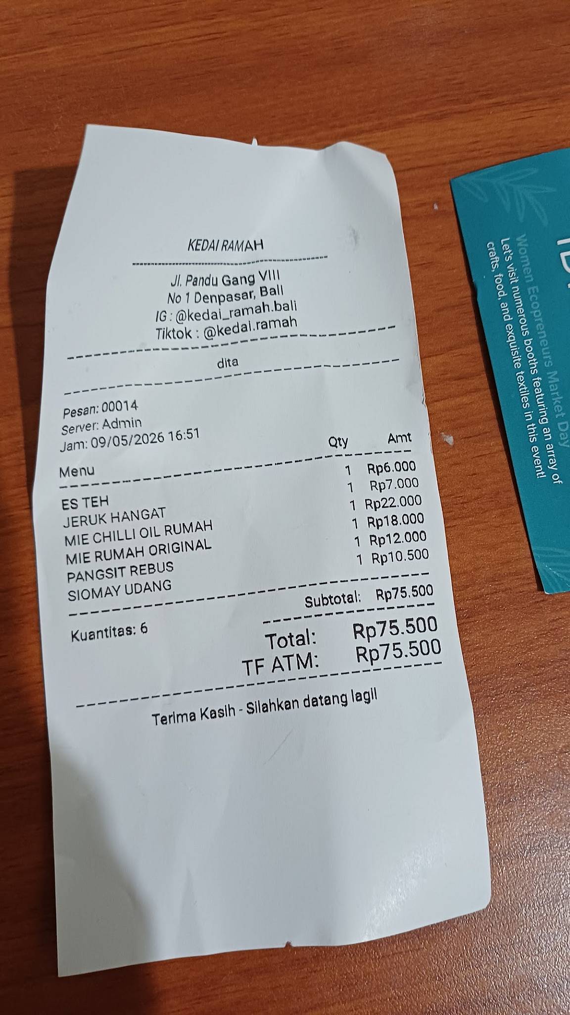 KEDAI RAMAH меню