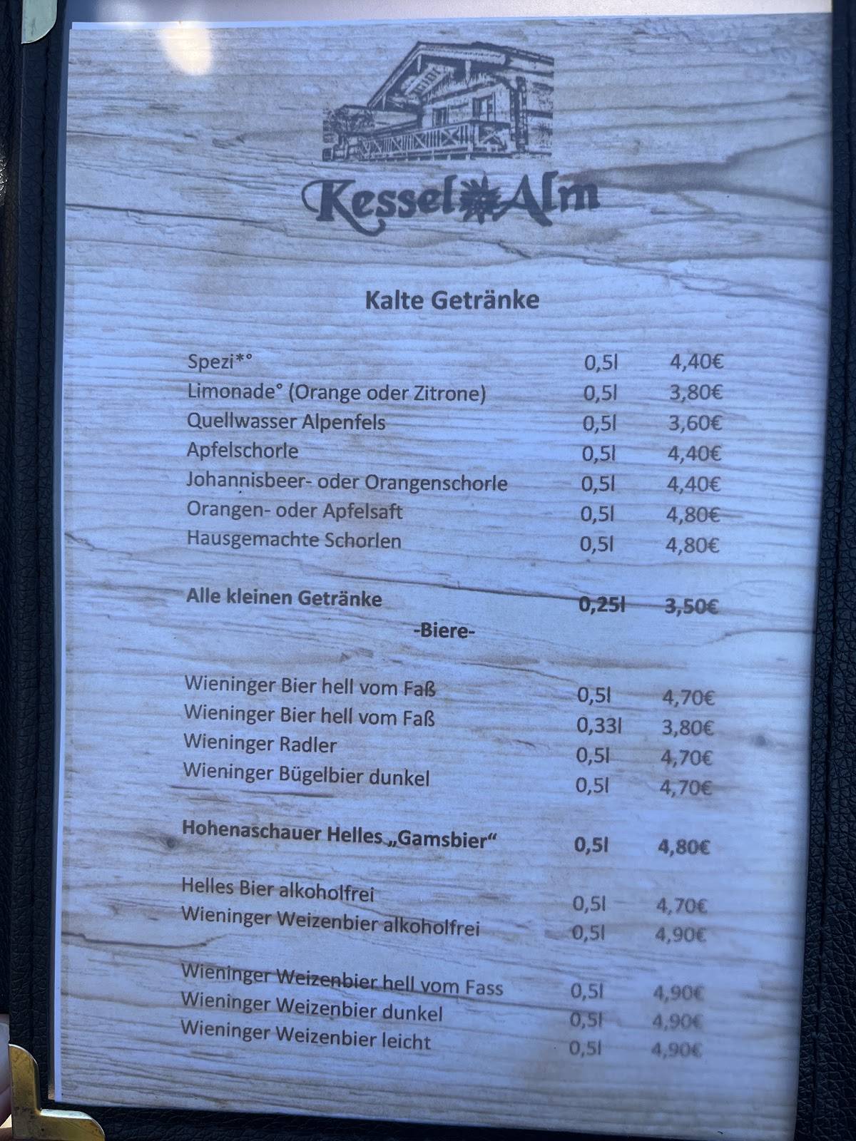 Kessel-Alm меню