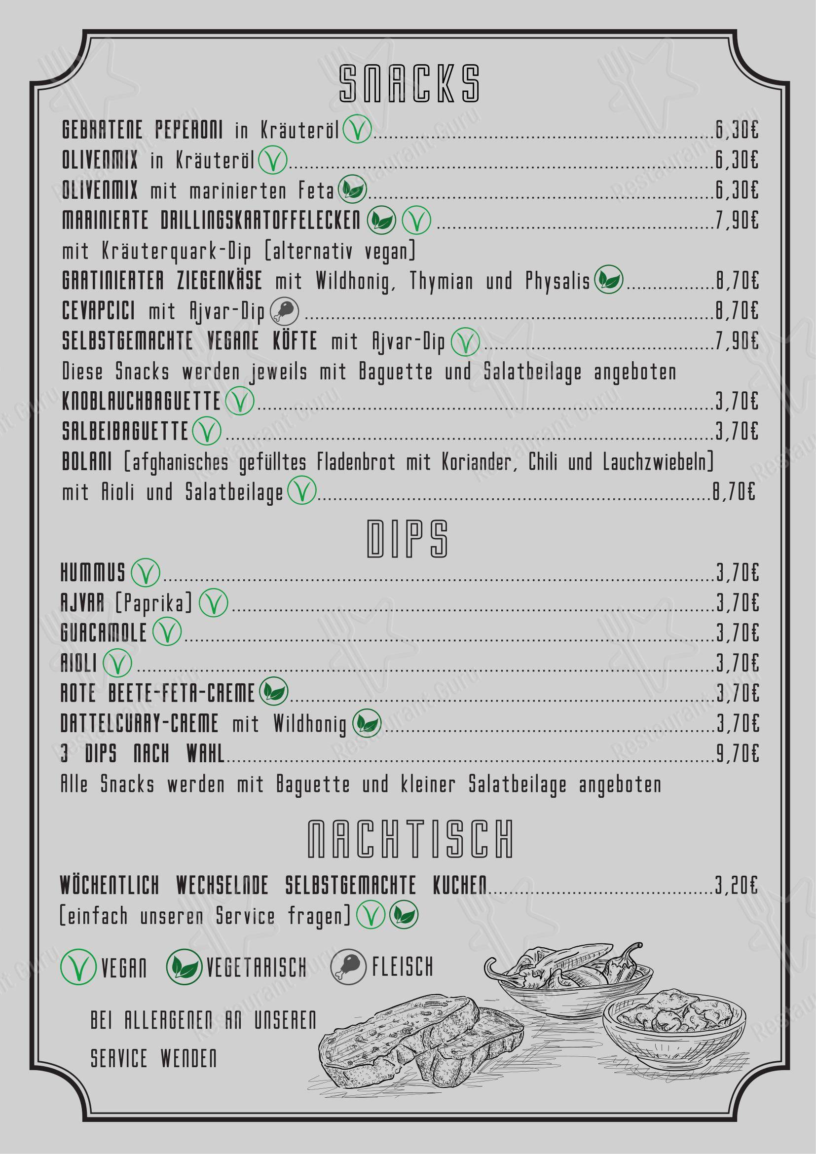 Меню ресторана Restaurant 