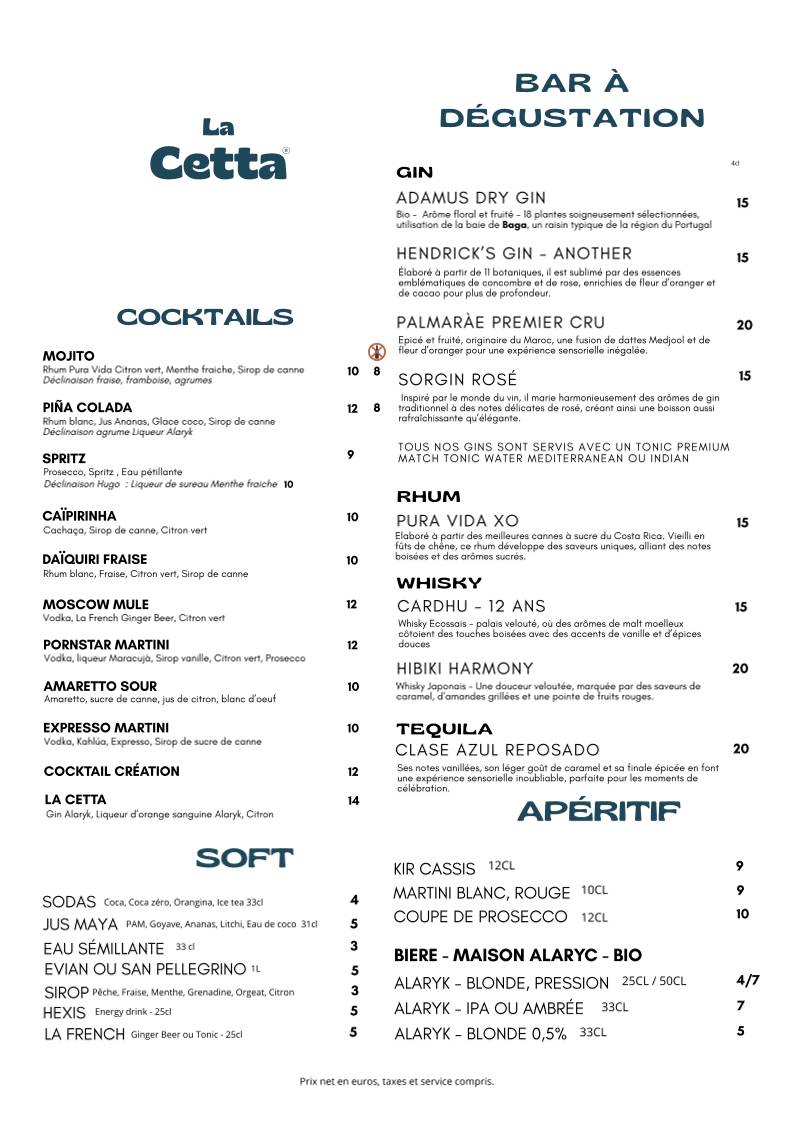 La Cetta меню